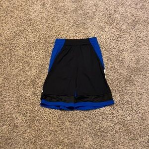 Blue and black adidas shorts